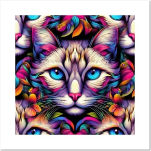 vibrant, bold, and colorful cat Posters and Art